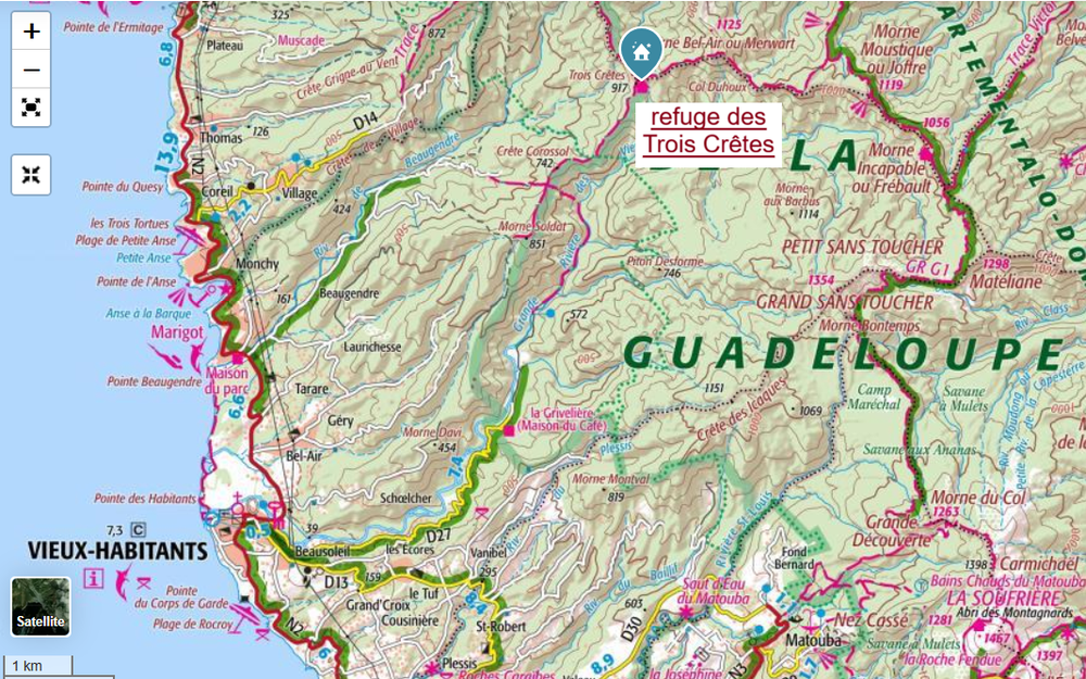 Carte du refuge des Trois Crêtes